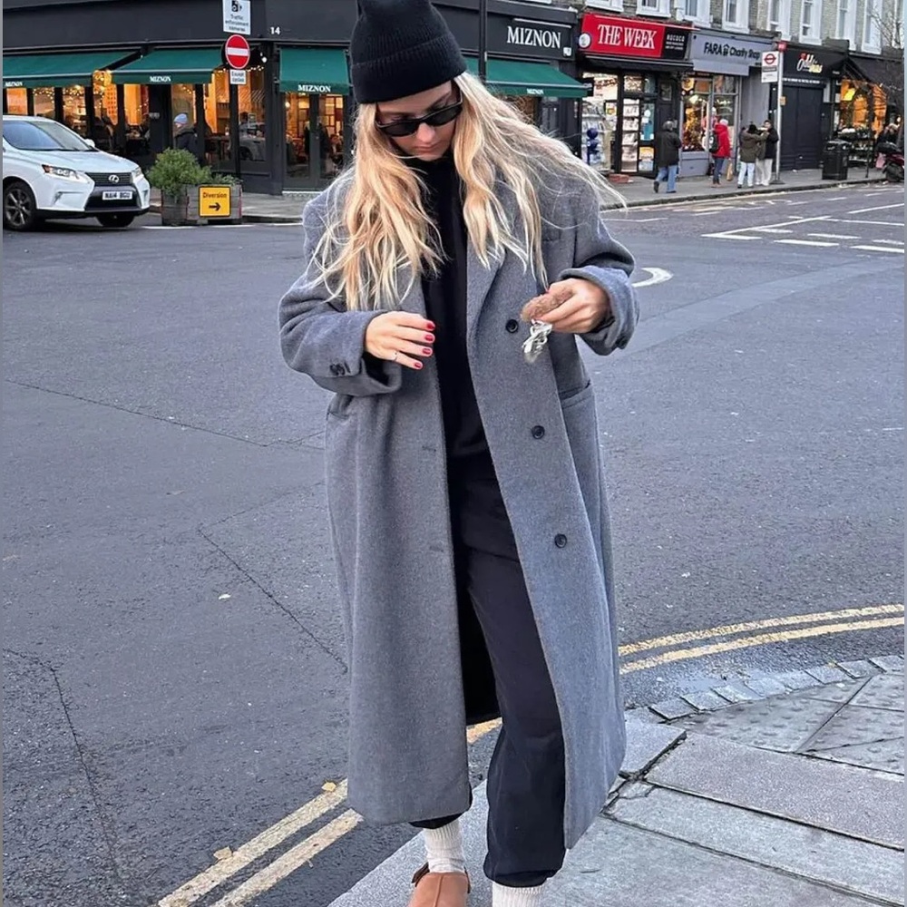 Oversized wool blend coat